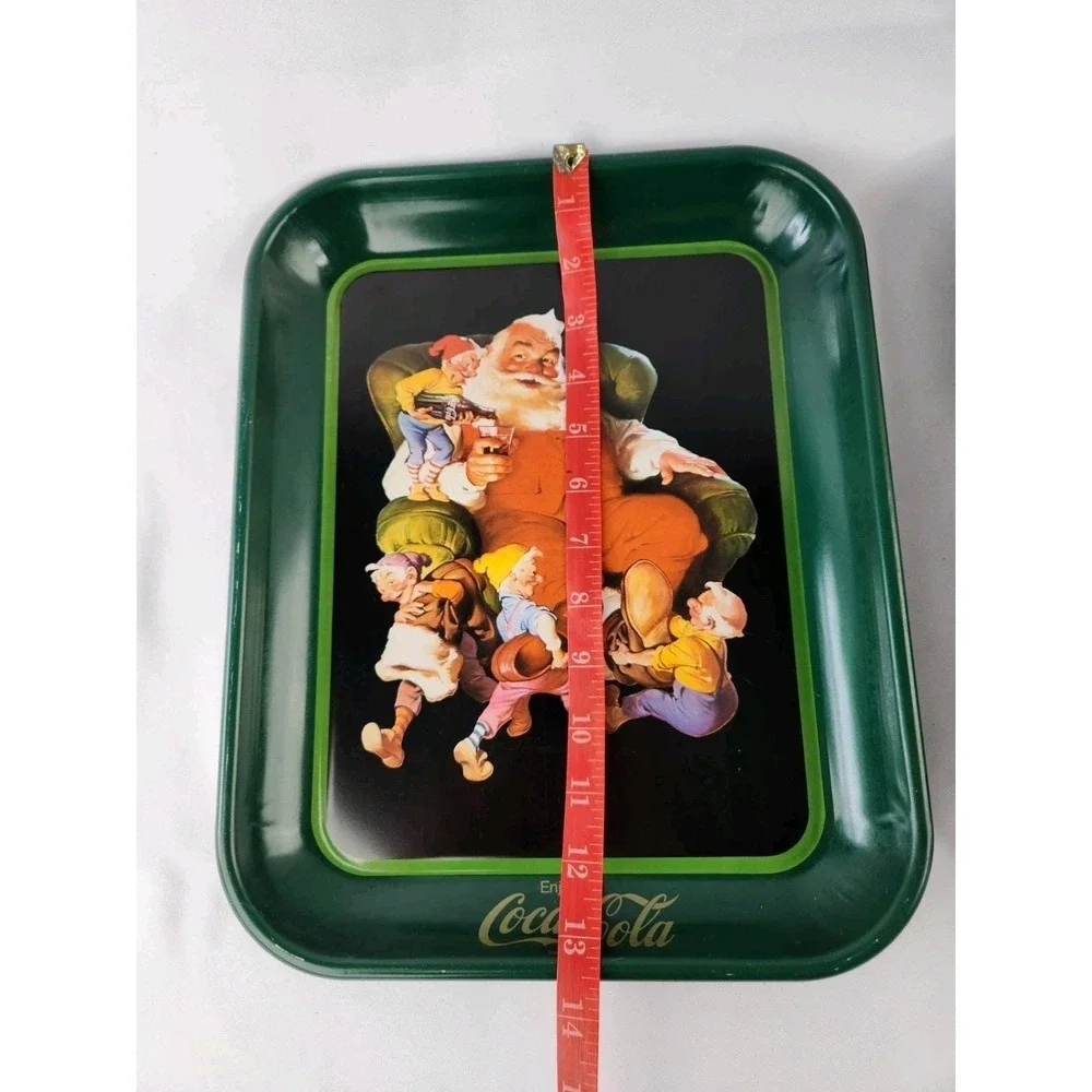 Coca-Cola Santa Party Girl Flapper Serving Metal Tray Vintage American Art Coke